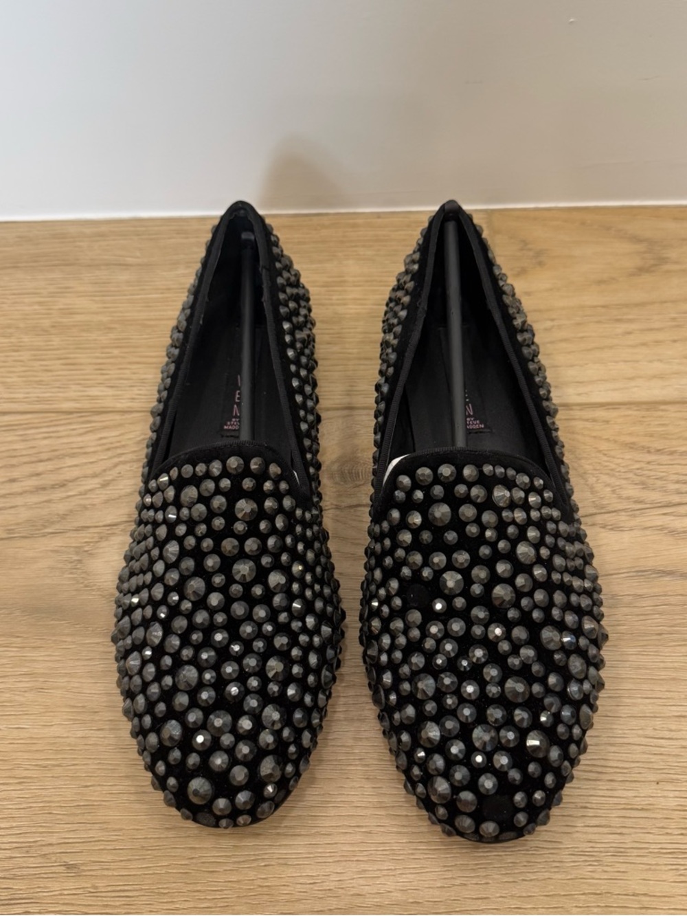 Steve Madden Black Velvet Studded Loafers